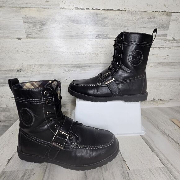 Cadillac Boots Mens 8.5 Black w/ Buckle Rare Motorcycle Biker Style 916974 - Picture 6 of 16